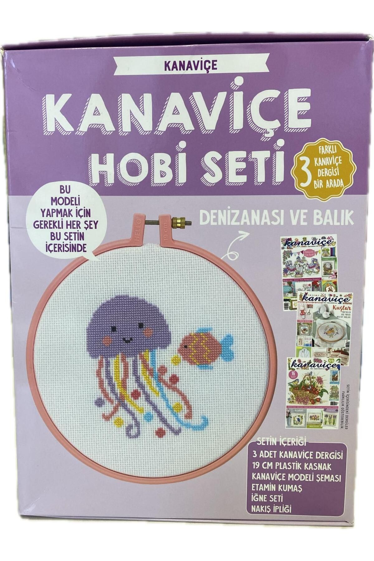 Kanaviçe Dergisi 3Farklı Sayı Ve Kanaviçe Nakışı Kiti Denizanası Balık Hobi Seti Tüm Malzemeler İle