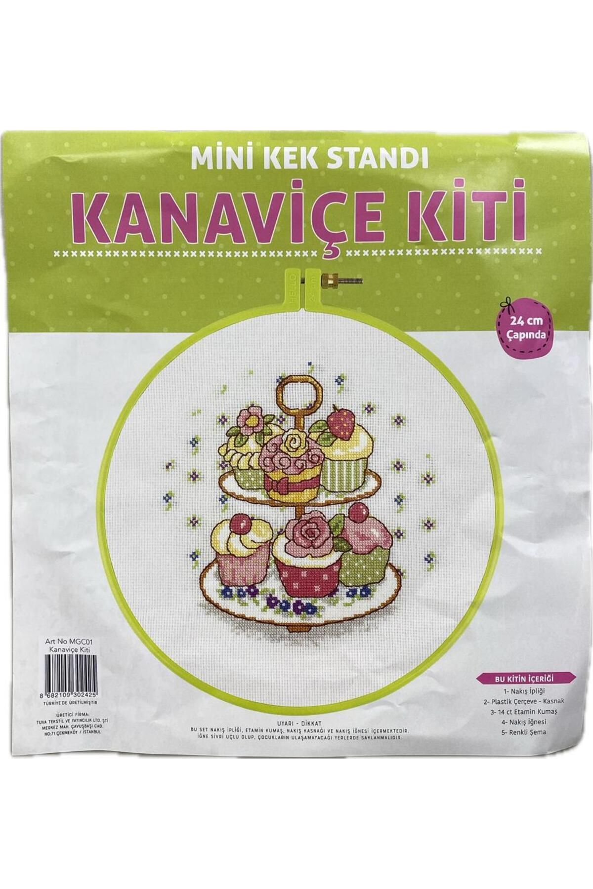 Kanaviçe Kit Nakış Seti MİNİK KEK STANDI Plastik Kasnaklı 24Cm