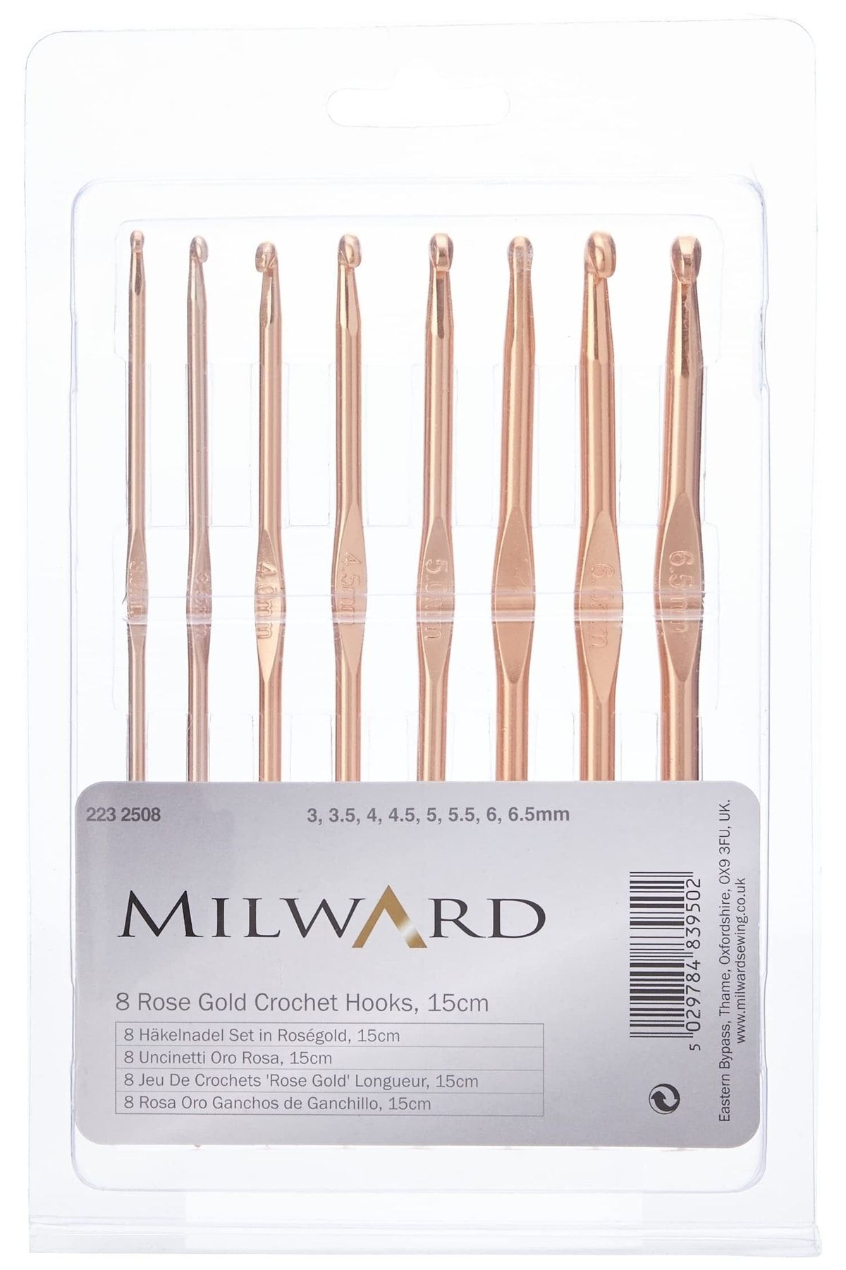 Mılward Rose Gold Metal Yün Tığ Seti 8 Tıg 3,3.5,4,4.5,5,5.5,6,6.5 Mm