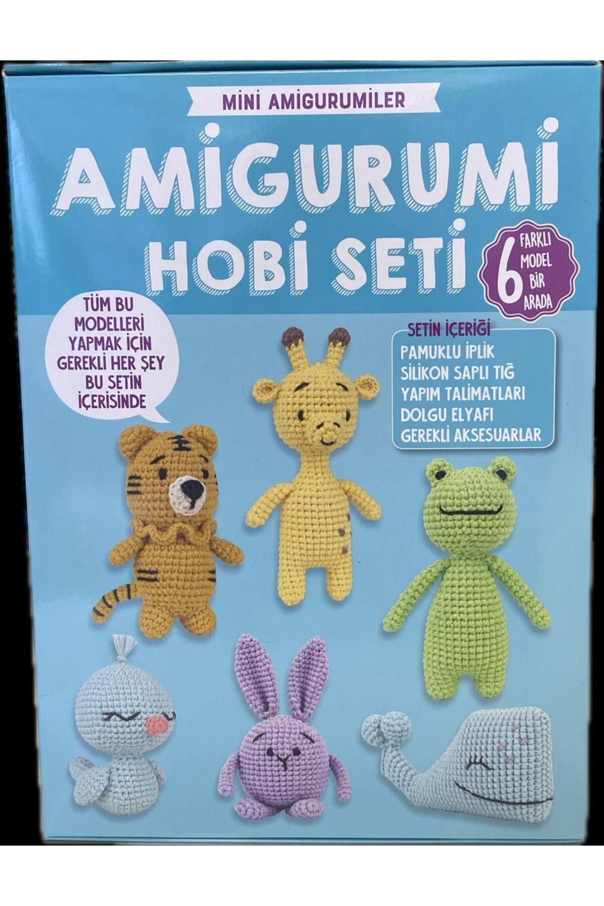 Mini Amigurumiler Hobi Seti 6 Farklı Model Bir Arada Tüm Malzemeleri İle Birlikte Mavi Kutu