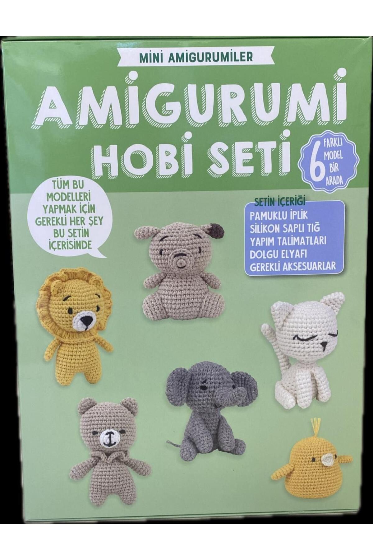 Mini Amigurumiler Hobi Seti 6 Farklı Model Bir Arada Tüm Malzemeleri İle Birlikte Yeşil Kutu